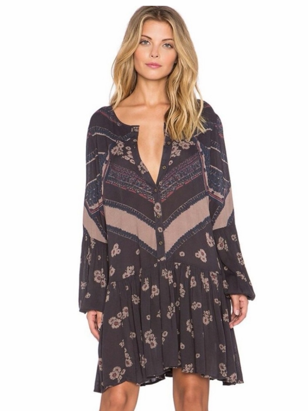 Free People From Your Heart Printed Dress Multicolor Size L